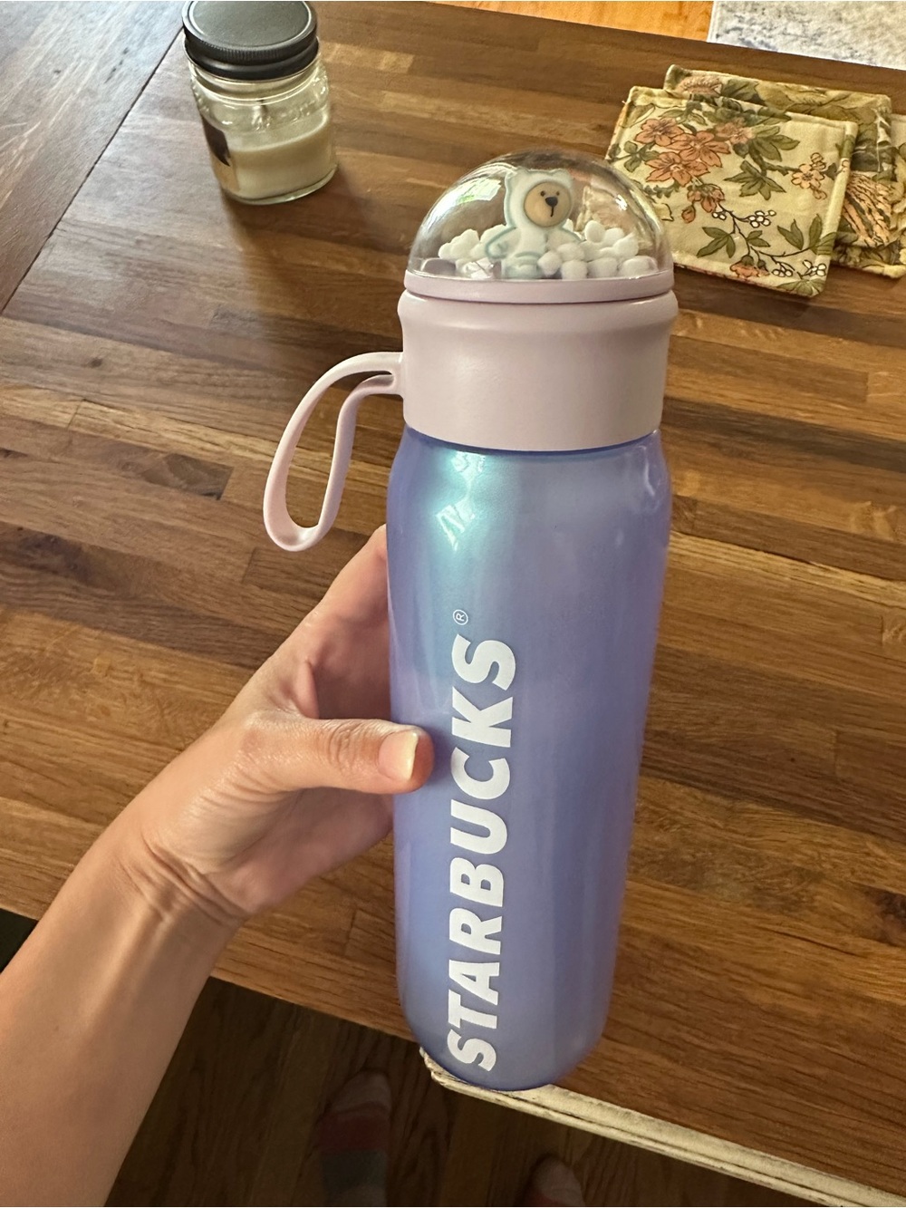 Starbucks Lavender & Pale Pink Bear Dome Water Bottle RollerRabbit collab